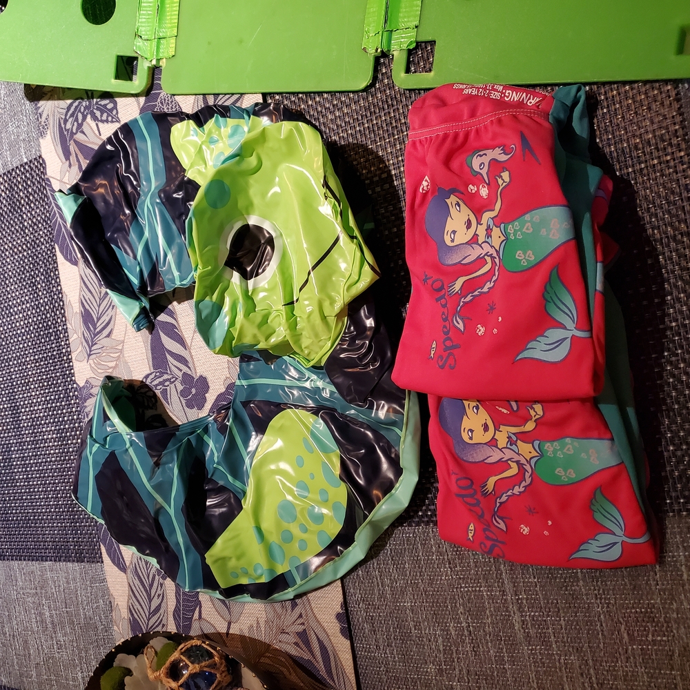 Mermaid Print Kids Swim Set - Pink and Green